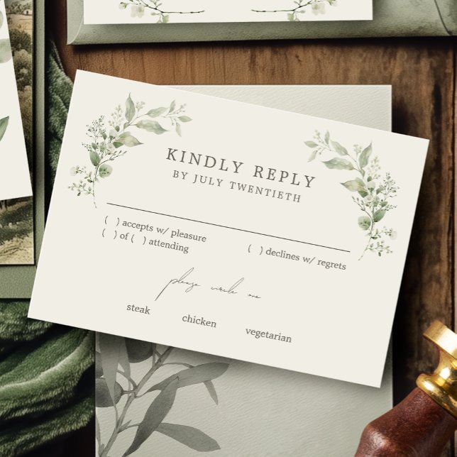 Elegant Botanical Wedding RSVP Response Card (Creator Uploaded)