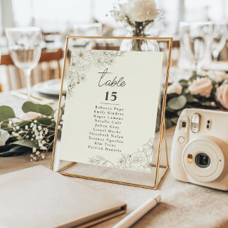 Elegant Botanical Wedding Seating Chart Table Sign