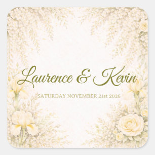 Elegant Botanical Wedding Square Sticker