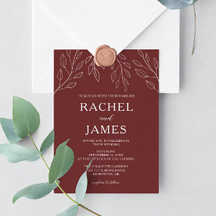 Elegant Botanical Wedding Terracotta Minimalist  Invitation