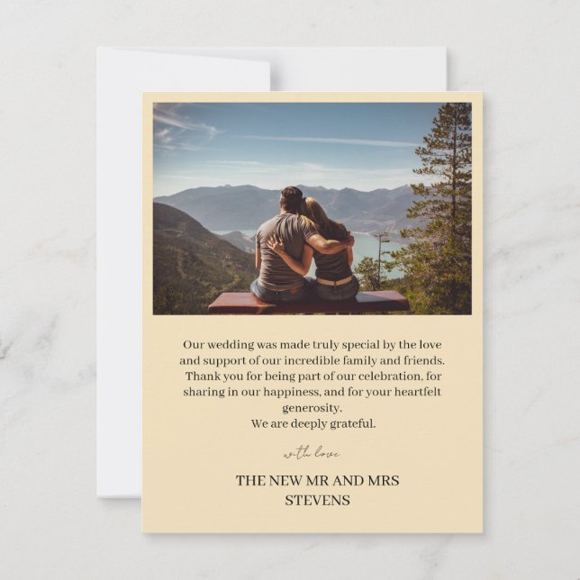 Elegant Botanical Wedding Thank You Card (Back)