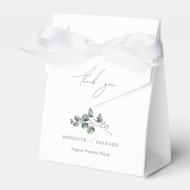 Elegant Botanical Wedding Thank You Favour Box (Front Side)