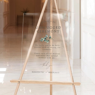 Elegant Botanical Wedding Unplugged Ceremony Acrylic Sign