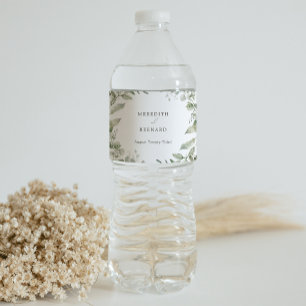 Elegant Botanical Wedding Water Bottle Label