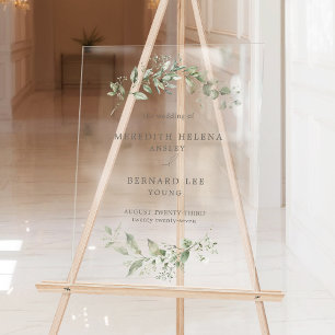 Elegant Botanical Wedding Welcome Acrylic Sign