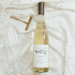 Elegant Botanical Wedding Wine Label
