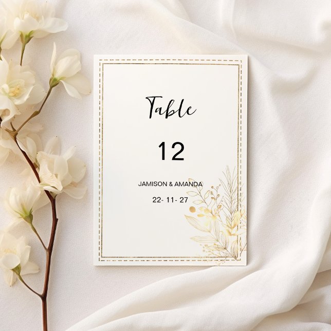 Elegant botanical white gold floral Table Numbers (Elegant botanical white gold floral Table Numbers)
