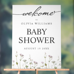 Elegant Botanical Wildflower Baby Shower Acrylic Sign