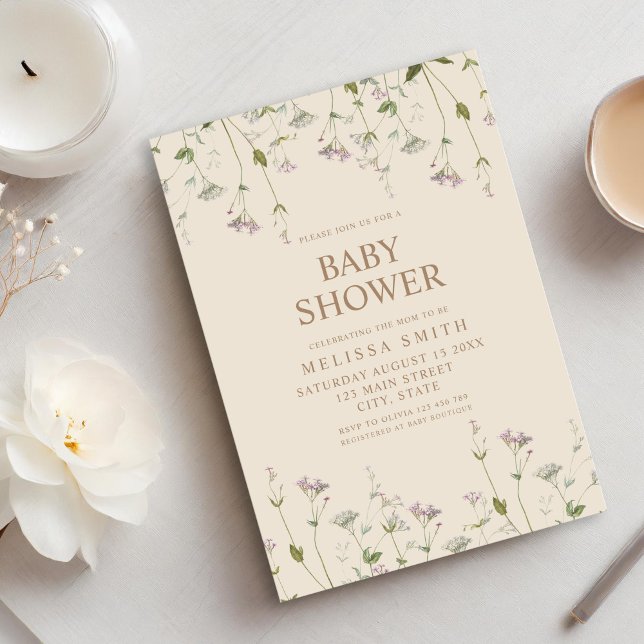 Elegant Botanical Wildflower Baby Shower Invitation (Creator Uploaded)
