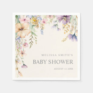 Elegant Botanical Wildflower Baby Shower Napkin