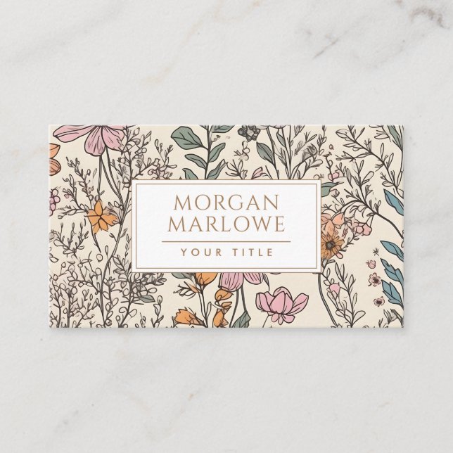 Elegant Botanical Wildflower Botanical Floral Business Card (Front)
