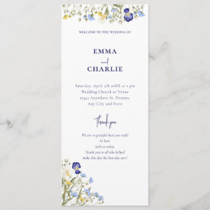 Elegant botanical wildflower Script Wedding Progra Program