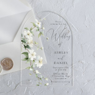 Elegant Botanical Wildflower Wedding Acrylic Invitations