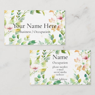 Elegant botanical wildflowers business card