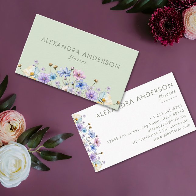 Elegant Botanical Wildflowers Professional Business Card (Elegant Botanical Wildflowers Professional Business Card )