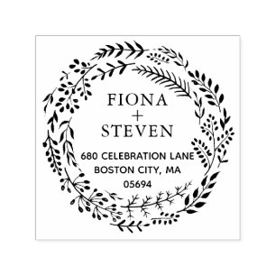 Elegant Botanical Wreath Return Address Self-inking Stamp