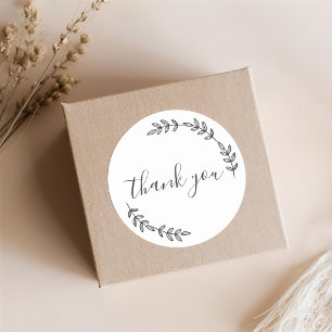 Elegant Botanical Wreath Thank You Classic Round Sticker