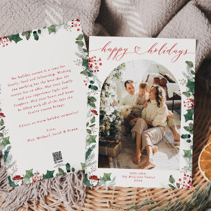 Elegant Botanicals With Message  Holiday Card