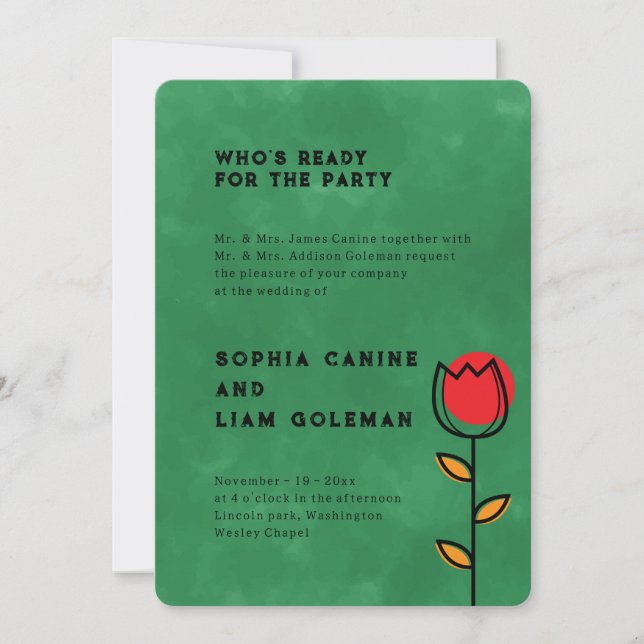 Elegant Both Parents Names | Green Floral Wedding Invitation (Front)