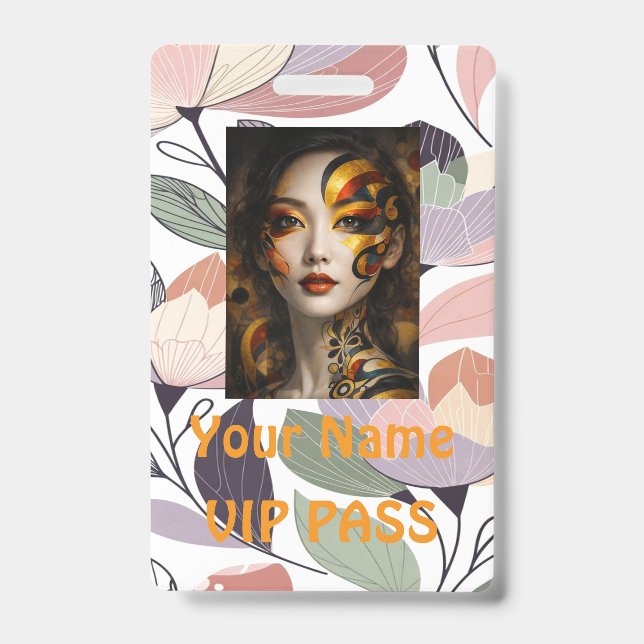 Elegant Botnical classic VIP PASS, ID Badge (Front)