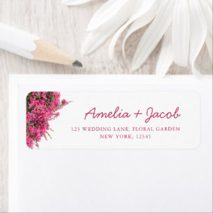 Elegant Bougainvillea Wedding Return Address Label