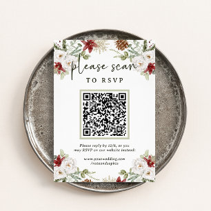 Elegant Bouquet Christmas RSVP with QR Code Enclosure Card