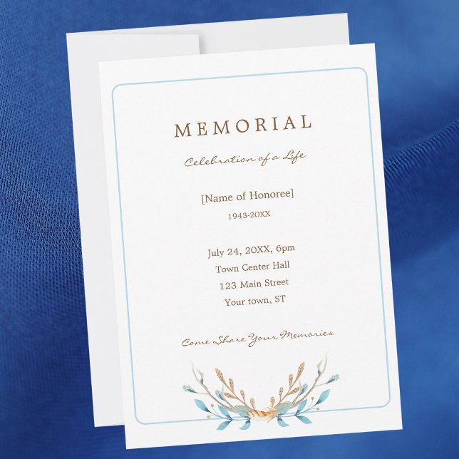 Elegant Bouquet of Leaves Memorial Invitation (Creator Uploaded)