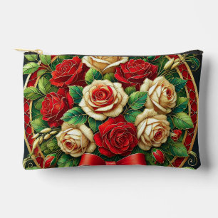 Elegant Bouquet of Red and White Roses Accessory Pouch
