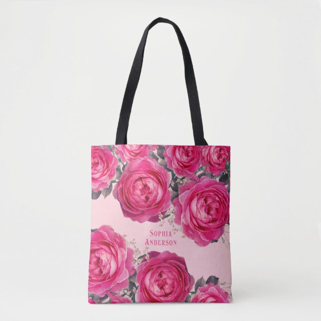 Elegant Bouquet of Roses Personalised Tote Bag (Front)