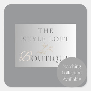 Elegant Boutique Leaf Logo for Modern Branding Square Sticker