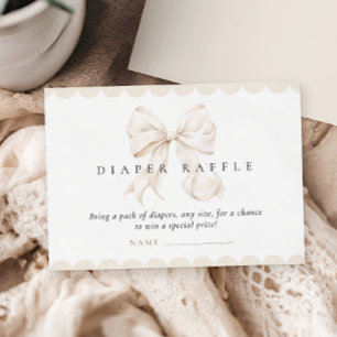 Elegant Bow Baby Shower Diaper Raffle Enclosure Card