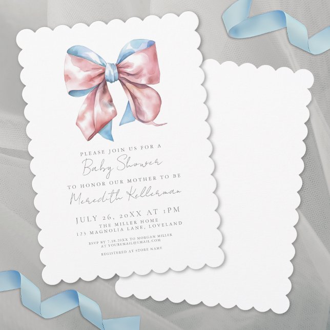 Elegant Bow Baby Shower Invitation (Elegant Bow Baby Shower Invitation)