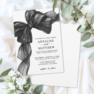 Elegant Bow Black And White Wedding Invitation