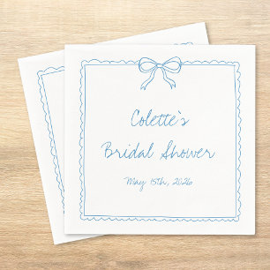 Elegant Bow Border Hand Drawn Chic Bridal Shower Napkin