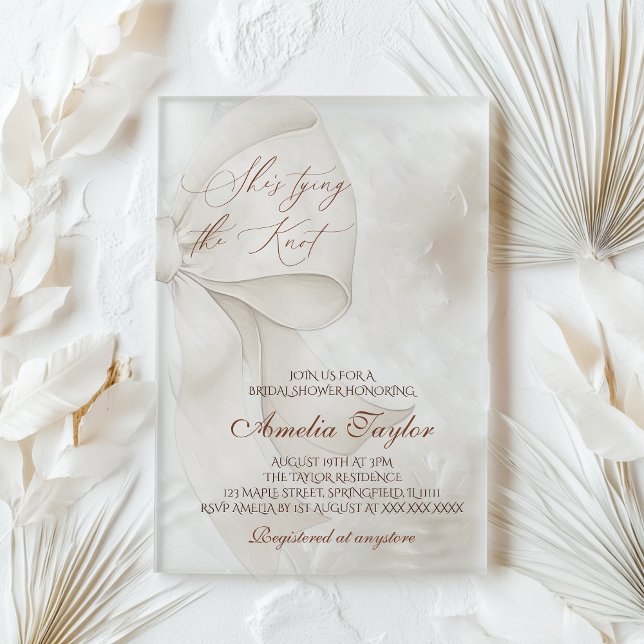 Elegant Bow Bridal Shower Acrylic Invitations (Creator Uploaded)