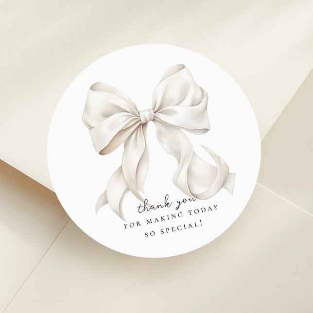 Elegant Bow Bridal Shower Gift Classic Round Sticker (Creator Uploaded)
