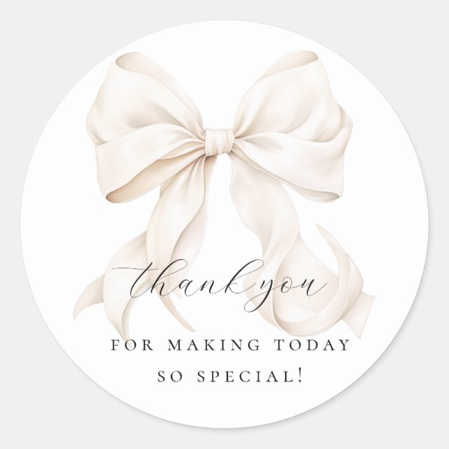 Elegant Bow Bridal Shower Gift Classic Round Sticker (Front)