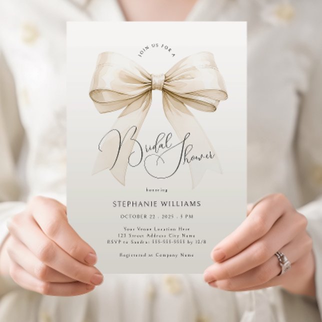 Elegant Bow Bridal Shower Invitation (Creator Uploaded)