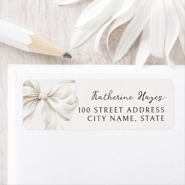 Elegant Bow Bridal Shower Return Address Label (Insitu)
