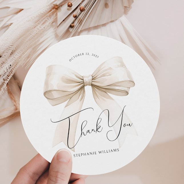 Elegant Bow Bridal Shower Thank You Card (Creator Uploaded)