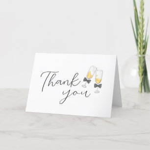 Elegant Bow Champagne  Sip & See Baby Shower Thank You Card