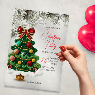 Elegant bow christmas tree party acrylic invitations