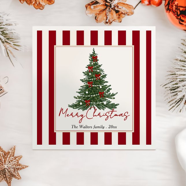 Elegant Bow Christmas Tree Party Napkin (Creator Uploaded)