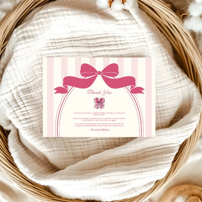 Elegant Bow Coquette Nursing School Graduate Thank You Card (Creator Uploaded)