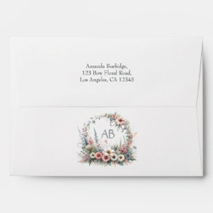 Elegant Bow Floral Baby Shower Monogram Envelope