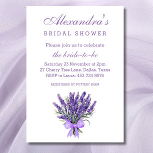 Elegant Bow Floral Lavender Bridal Shower Invitation