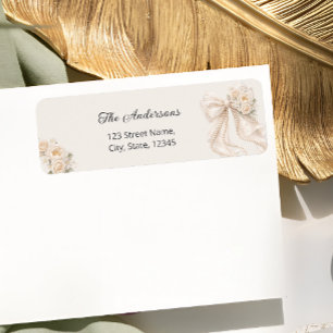 Elegant Bow Floral Return Address Label