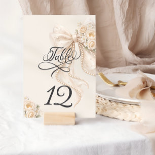 Elegant Bow Floral Table Number