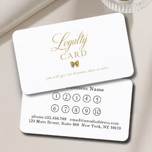 Elegant Bow Gold White 10 Loyalty Cards
