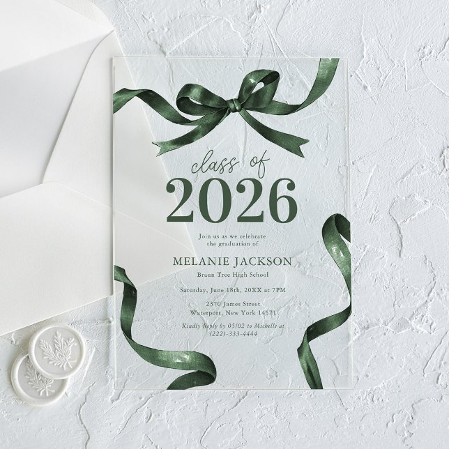 Elegant Bow Graduation Party Acrylic Invitations (Creator Uploaded)